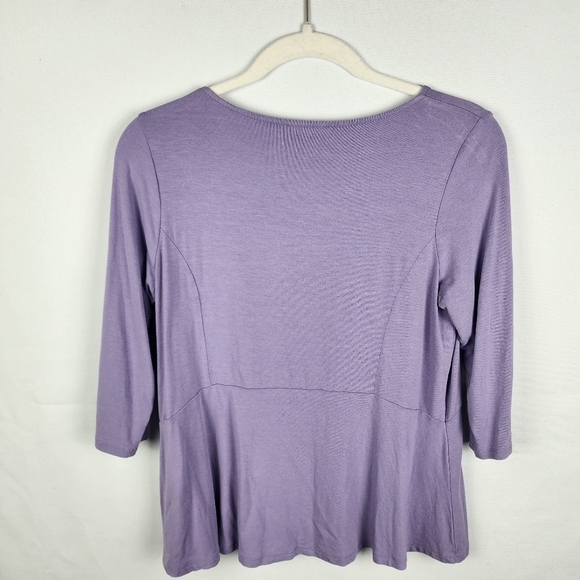 J Jill Wearever V-Neck Purple Peplum Top Size XSP 3/4 Sleeve Easter Pastel - Picture 3 of 7